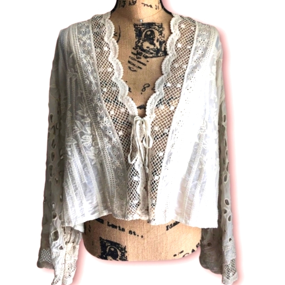 Johnny Was White Lace Top